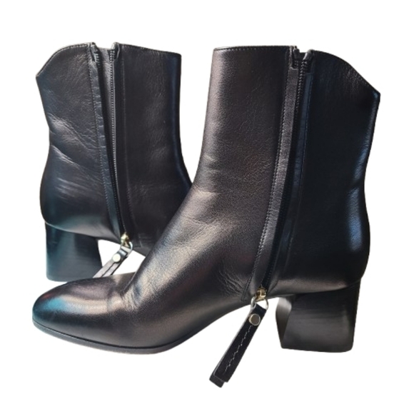 M. Gemi The Corsa Black Leather Ankle Boots Low Block Heel Almond Toe Size 5 - Picture 9 of 12